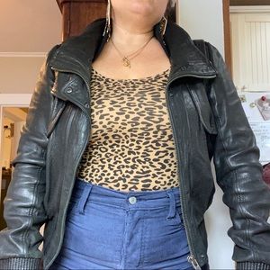 All Saints lambskin biker bomber jacket UK14 US810